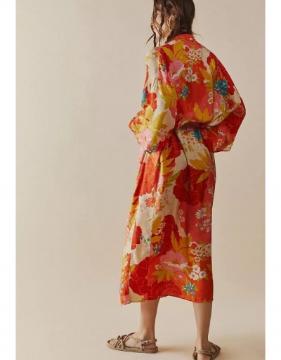 Replica Summer Fashion Women Chiffon Floral Bandage Long Coats  Long Sleeve #793236 $41.55 USD for Wholesale