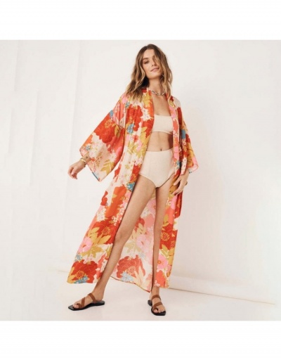 Replica Summer Fashion Women Chiffon Floral Bandage Long Coats  Long Sleeve #793236 $41.55 USD for Wholesale