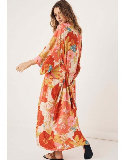 Replica Summer Fashion Women Chiffon Floral Bandage Long Coats  Long Sleeve #793236 $41.55 USD for Wholesale