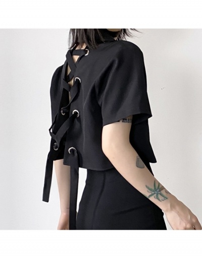 Summer Black  Hollow Out Cropped Blazers For Women Short Sleeve Notch Collar #793241 $23.78 USD, Wholesale Fashion Outerwear