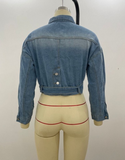 Replica Casual Fashion Pure Color Denim Jacket For Women Turndown Collar #793243 $30.88 USD for Wholesale