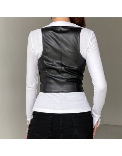 Replica Stylish PU Pure Color V-neck Vest For Women Sleeveless V Neck #793245 $24.22 USD for Wholesale