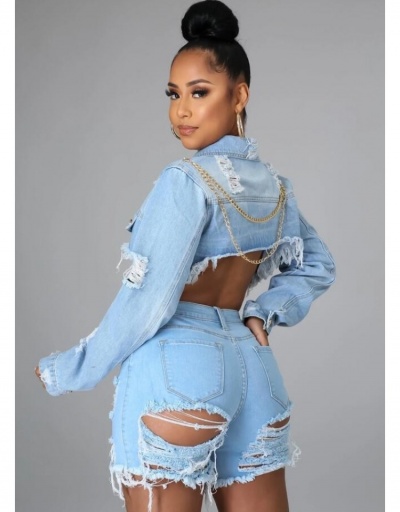 Replica Fashion Casual Pure Color Denim Jacket For Women Long Sleeve Turndown Collar #793255 $30.88 USD for Wholesale