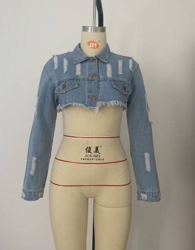 Replica Fashion Casual Pure Color Denim Jacket For Women Long Sleeve Turndown Collar #793255 $30.88 USD for Wholesale