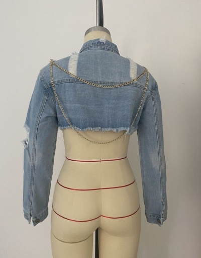 Replica Fashion Casual Pure Color Denim Jacket For Women Long Sleeve Turndown Collar #793255 $30.88 USD for Wholesale