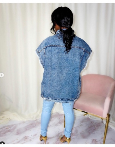 Replica  Pure Color Bat Sleeve Denim Jacket For Women Short Sleeve Turndown Collar #793256 $30.88 USD for Wholesale