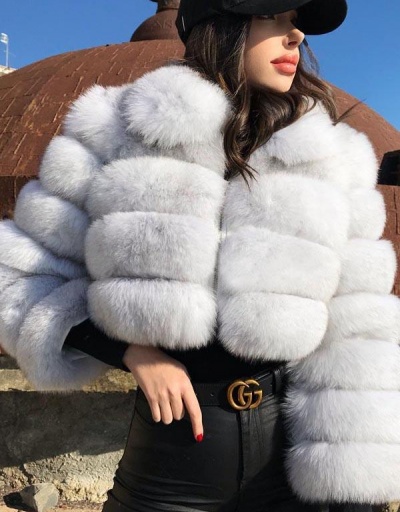 Replica Elegant Zipper Down Ladies Faux Fur Winter Coats #793269 $73.39 USD for Wholesale