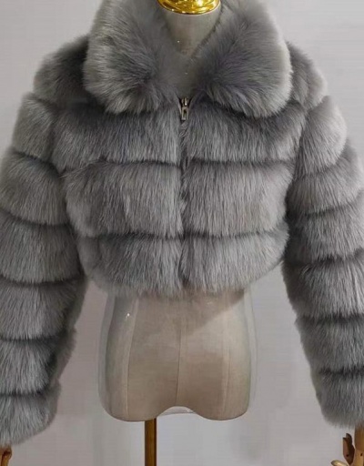 Replica Elegant Zipper Down Ladies Faux Fur Winter Coats #793269 $73.39 USD for Wholesale