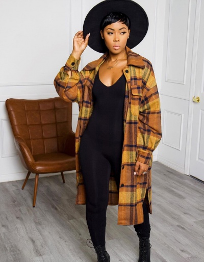 Fashion Plaid Latest Style Women Long Coat Long Sleeve #793291 $37.38 USD, Wholesale Fashion Outerwear