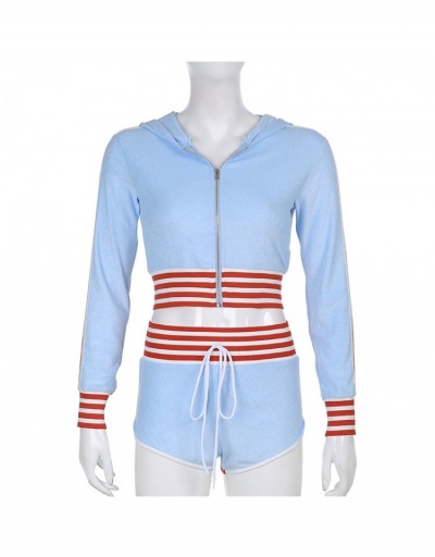 Replica Hooded Collar  Striped Patchwork Outfits Workout Sets Long Sleeve Hooded Collar #793293 $25.17 USD for Wholesale