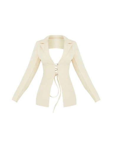 Replica Designer Tie Wrap  Black Ladies Blazer Coats Long Sleeve Lapel #793294 $36.20 USD for Wholesale