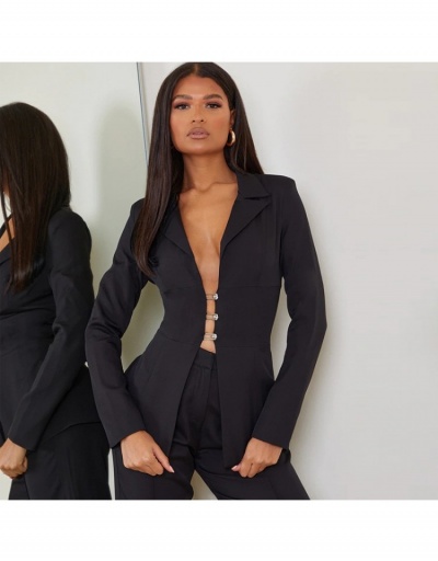 Replica Designer Tie Wrap  Black Ladies Blazer Coats Long Sleeve Lapel #793294 $36.20 USD for Wholesale