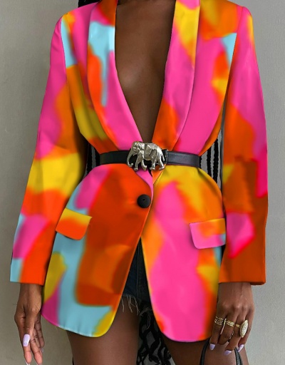 New Arrival Colorful Print Long Sleeve Coat Long Sleeve #793297 $28.15 USD, Wholesale Fashion Outerwear