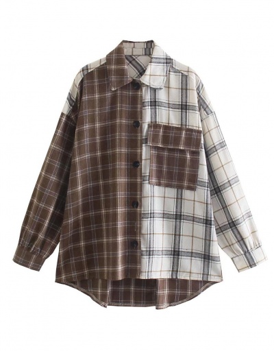 Replica Fresh Contrast Color Plaid Long Sleeve Coat Long Sleeve #793301 $30.42 USD for Wholesale