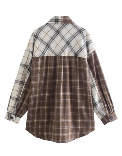 Replica Fresh Contrast Color Plaid Long Sleeve Coat Long Sleeve #793301 $30.42 USD for Wholesale