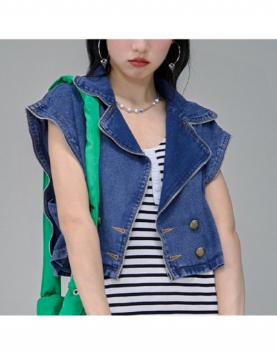  Chain Patchwork Denim Jacket For Women Sleeveless Notch Collar #793305 $57.01 USD, Wholesale Fashion Outerwear