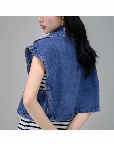 Replica  Chain Patchwork Denim Jacket For Women Sleeveless Notch Collar #793305 $57.01 USD for Wholesale