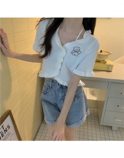 Sweet Stringy Selvedge Halter Short Sleeve Cardigan Top Short Sleeve Halter #793307 $10.73 USD, Wholesale Fashion Outerwear