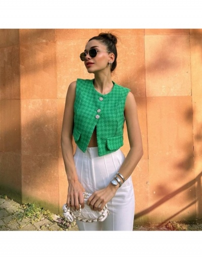  Summer New Green Crew Neck Vest Top Sleeveless Crew Neck #793318 $33.25 USD, Wholesale Fashion Outerwear