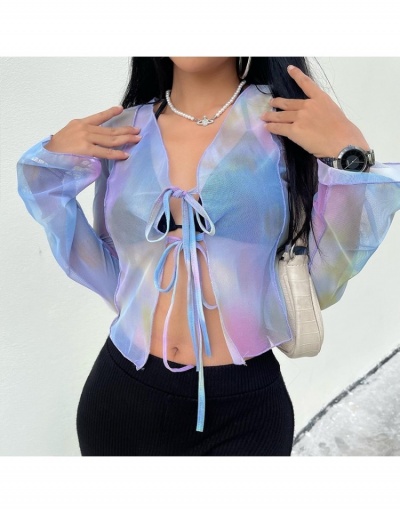  Summer See Through Lace Up Long Sleeve Cardigan Long Sleeve V Neck #793324 $18.04 USD, Wholesale Fashion Outerwear