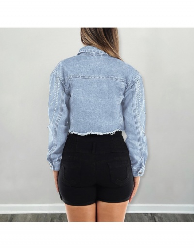 Replica Cool Street Blue Women Denim Jacket Coats Long Sleeve Turndown Collar #793326 $32.11 USD for Wholesale