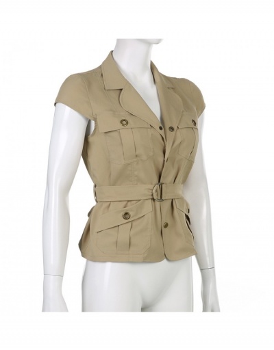 Replica  Summer Style Pure Color Women's Jacket Short Sleeve Notch Collar #793337 $29.75 USD for Wholesale