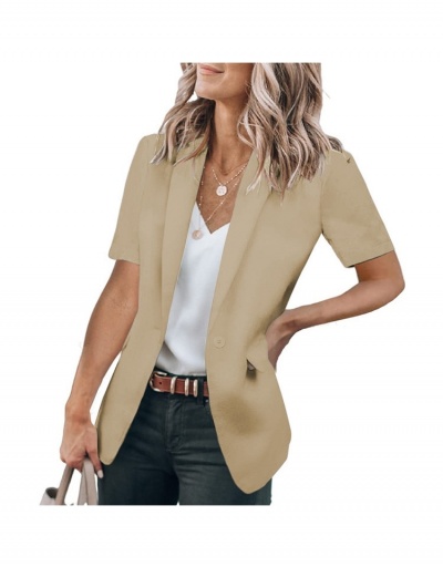  Fashion Pure Color Loose Women's Short Sleeve Blazers Short Sleeve Lapel #793352 $25.48 USD, Wholesale Fashion Outerwear