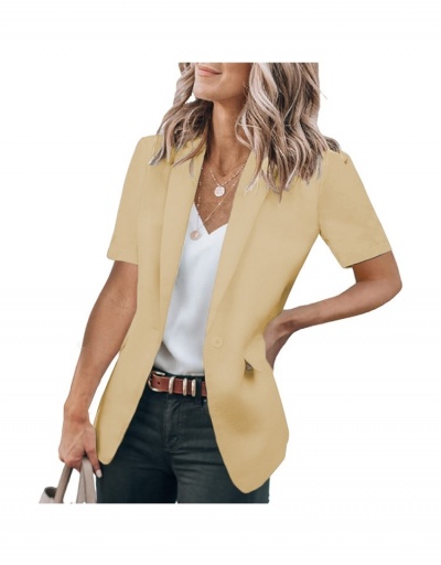 Replica  Fashion Pure Color Loose Women's Short Sleeve Blazers Short Sleeve Lapel #793352 $25.48 USD for Wholesale