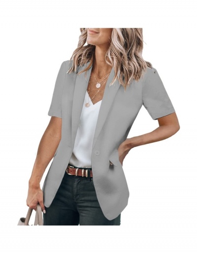 Replica  Fashion Pure Color Loose Women's Short Sleeve Blazers Short Sleeve Lapel #793352 $25.48 USD for Wholesale