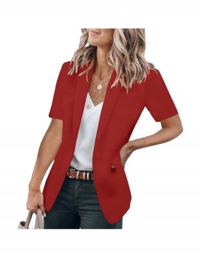 Replica  Fashion Pure Color Loose Women's Short Sleeve Blazers Short Sleeve Lapel #793352 $25.48 USD for Wholesale