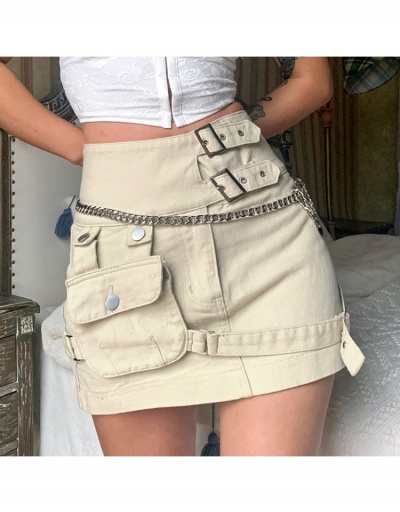 Street Solid Pocket Denim Cargo Short Skirts  #793385 $30.83 USD, Wholesale Fashion Skirts