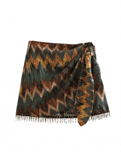 Replica  Summer Printing Tassels Tie Wrap Sexy Skirt #793407 $32.50 USD for Wholesale