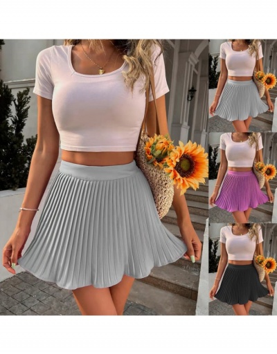  Elastic Pleated Pure Color Romantic Skirt #793409 $16.25 USD, Wholesale Fashion Skirts