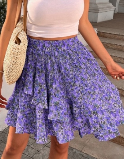 Replica  Personality Floral Ruffle Pleated Women's Skirt #793410 $18.79 USD for Wholesale