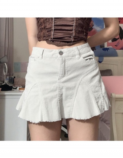  French Solid Ruffled Denim Skirts #793412 $26.27 USD, Wholesale Fashion Skirts