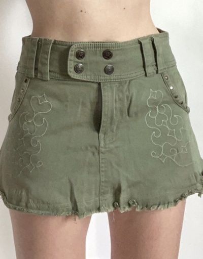  College Style Embroidered Pattern Pocket Denim Skirt #793417 $30.94 USD, Wholesale Fashion Skirts