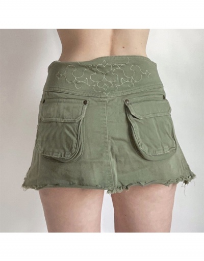 Replica  College Style Embroidered Pattern Pocket Denim Skirt #793417 $30.94 USD for Wholesale