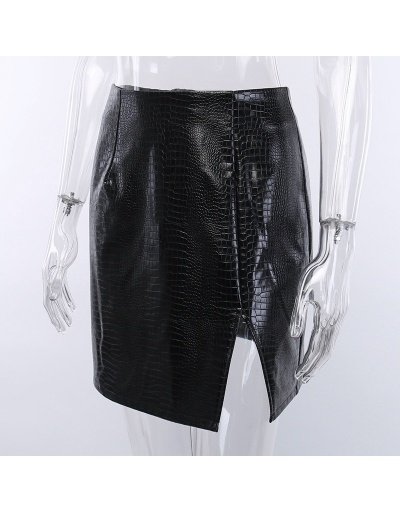 Replica Alligator Pattern Black Zipper Up Slit Short Skirts #793418 $21.42 USD for Wholesale