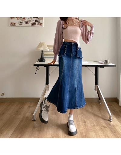 Replica  2022 Retro Raged Hem High Waist Denim Skirts #793425 $30.06 USD for Wholesale