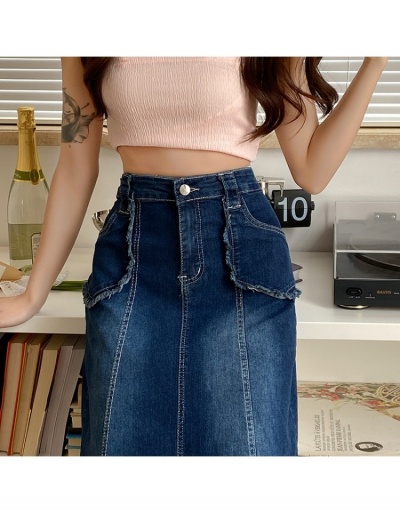 Replica  2022 Retro Raged Hem High Waist Denim Skirts #793425 $30.06 USD for Wholesale