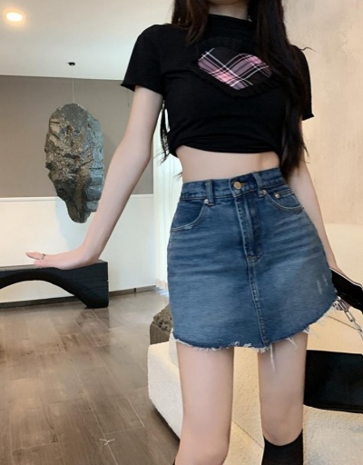 Replica  Versatile Casual A-Line High Waist Denim Skirt #793428 $28.18 USD for Wholesale