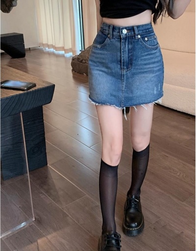 Replica  Versatile Casual A-Line High Waist Denim Skirt #793428 $28.18 USD for Wholesale