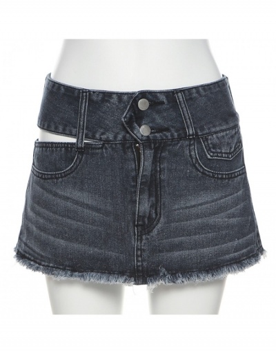 Replica Fashion Denim Pure Color Hollowed Out Raged Hem Women's Skirt #793430 $34.45 USD for Wholesale