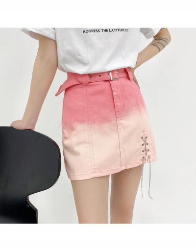 Replica  New Gradient Color Chain Pink Denim Skirt #793432 $29.19 USD for Wholesale