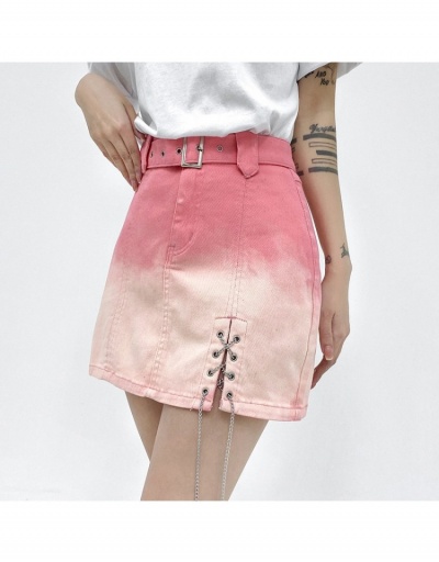 Replica  New Gradient Color Chain Pink Denim Skirt #793432 $29.19 USD for Wholesale