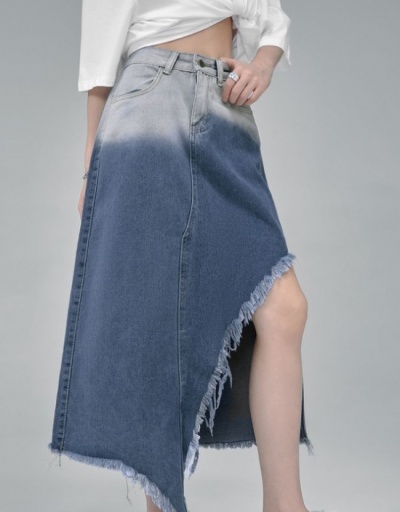 Replica  Summer Irregular Design Raged Hem Gradient Skirt #793436 $54.01 USD for Wholesale