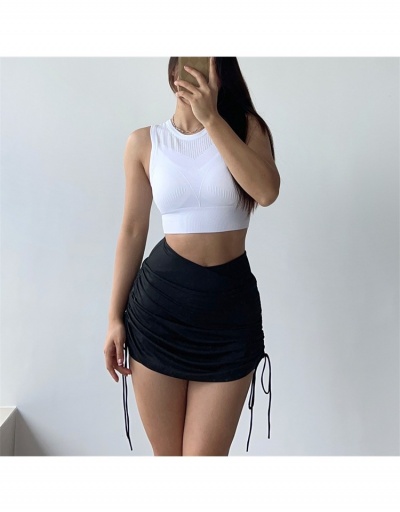 Replica  Sports Pure Color Crisscross Drawstring Women's Skirts #793437 $24.90 USD for Wholesale