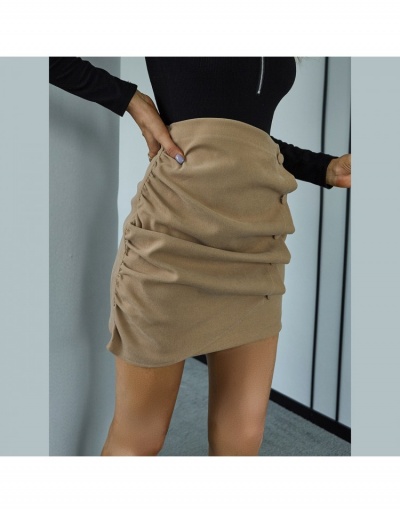 Replica  Hot Ruched Pure Color Button Skirt #793453 $21.35 USD for Wholesale