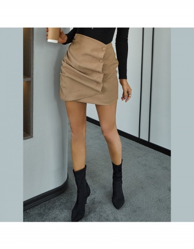 Replica  Hot Ruched Pure Color Button Skirt #793453 $21.35 USD for Wholesale