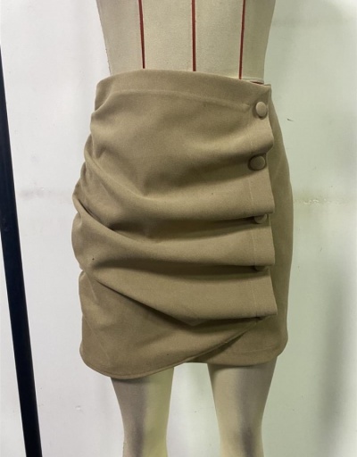 Replica  Hot Ruched Pure Color Button Skirt #793453 $21.35 USD for Wholesale